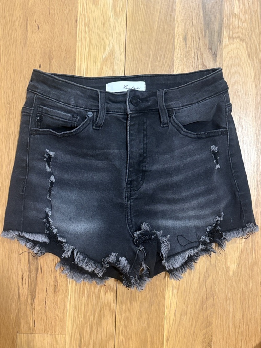 KanCan Black Distressed High-Rise Jean Shorts